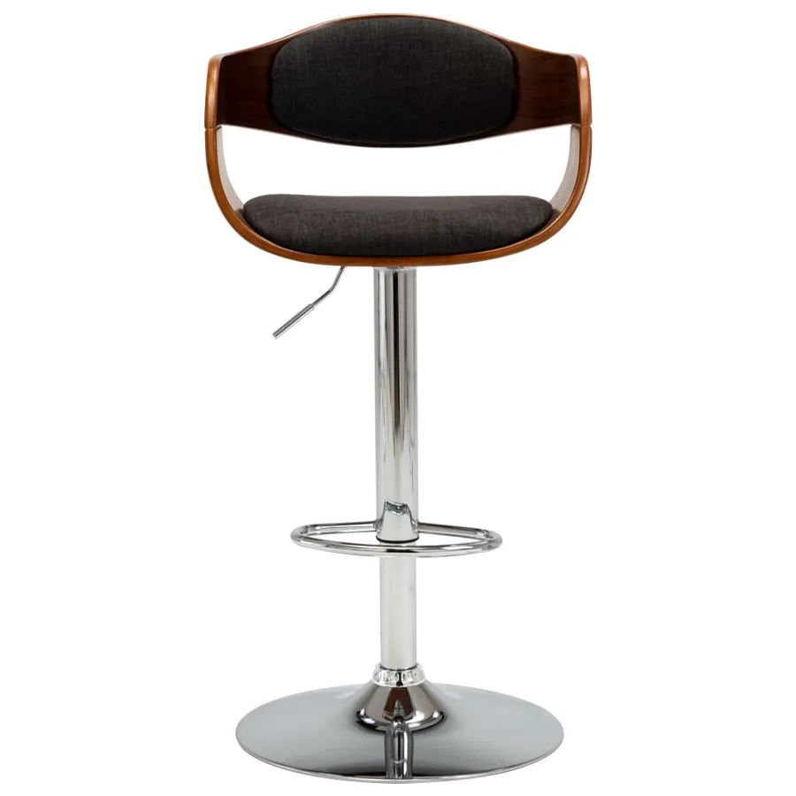 Tabouret de bar Gris Bois courbé et tissu - 2