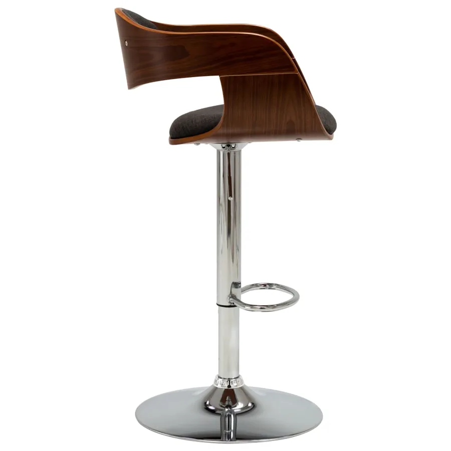 Tabouret de bar Gris Bois courbé et tissu - 3