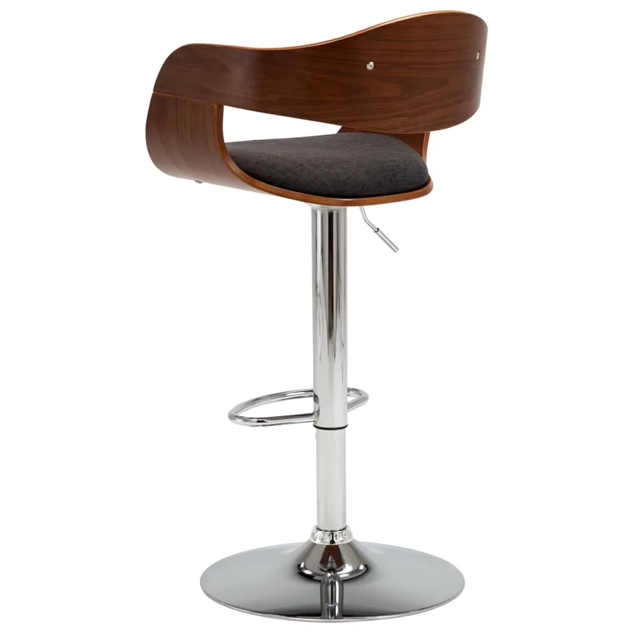 Tabouret de bar Gris Bois courbé et tissu - 4