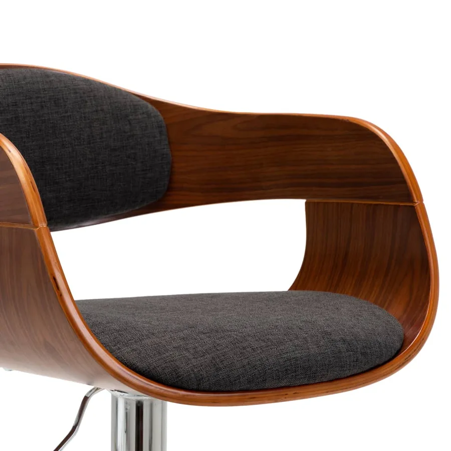 Tabouret de bar Gris Bois courbé et tissu - 6