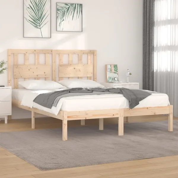 Cadre de lit sans matelas bois massif 120x200 cm