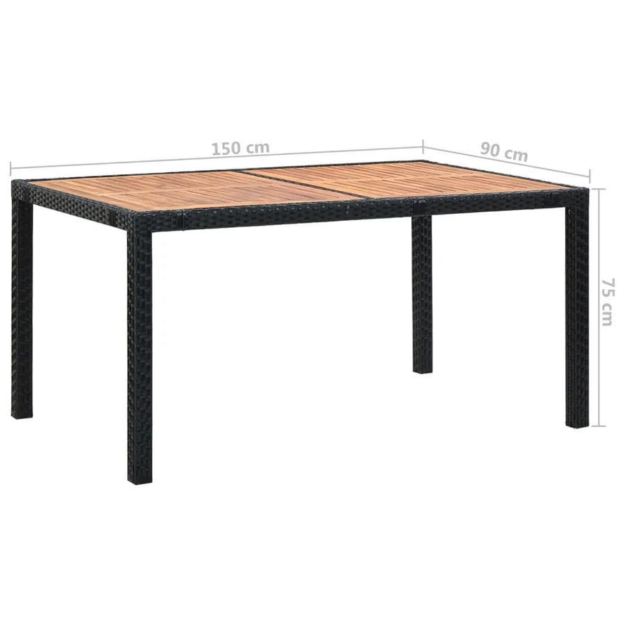 Ensemble à manger d'extérieur 7pcs Résine tressée acacia Noir - 12