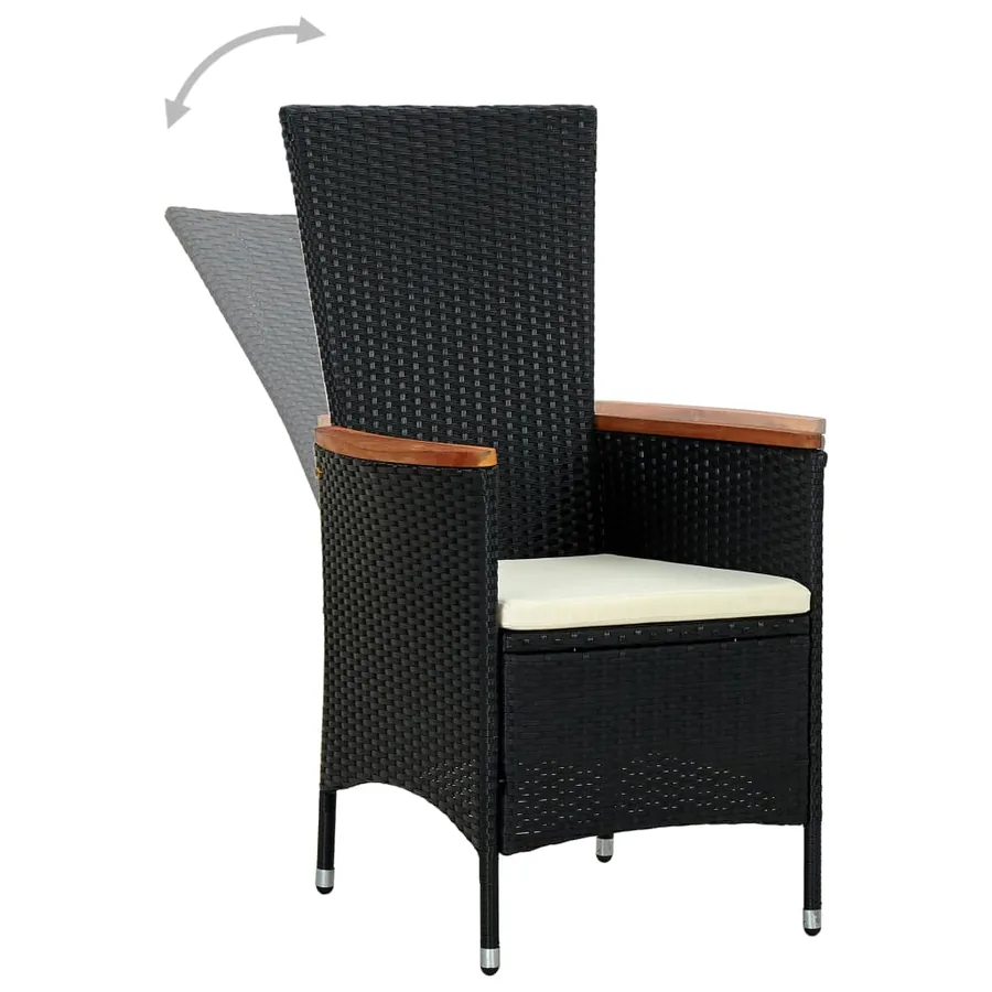 Ensemble à manger d'extérieur 7pcs Résine tressée acacia Noir - 3
