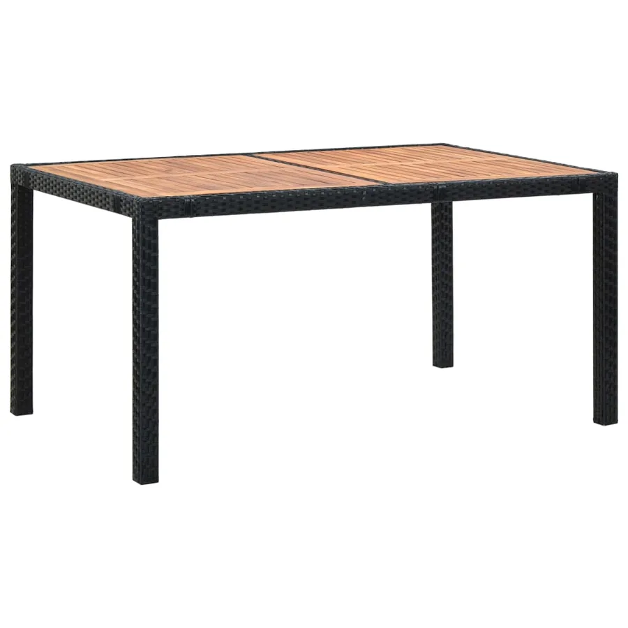 Ensemble à manger d'extérieur 7pcs Résine tressée acacia Noir - 7