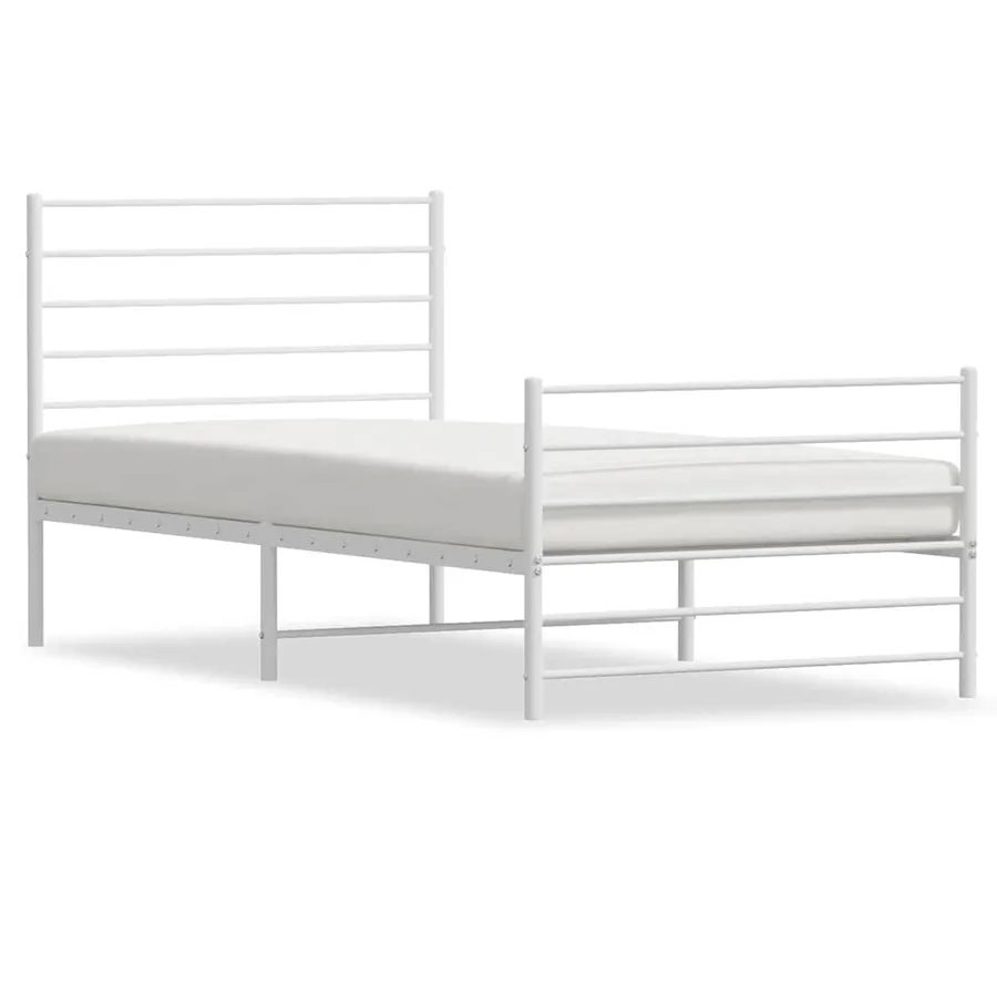 Cadre de lit métal sans matelas et pied de lit blanc 100x200 cm - 2