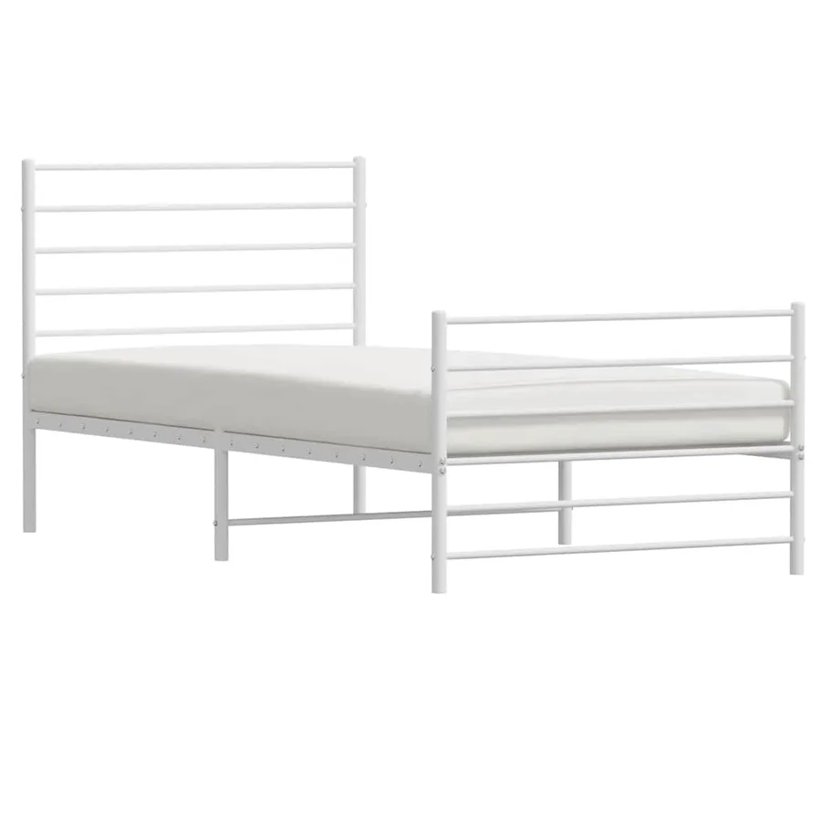 Cadre de lit métal sans matelas et pied de lit blanc 100x200 cm - 5