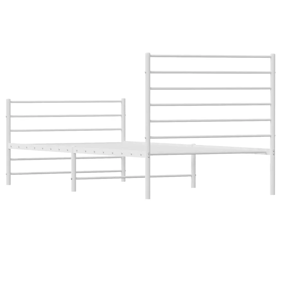 Cadre de lit métal sans matelas et pied de lit blanc 100x200 cm - 8