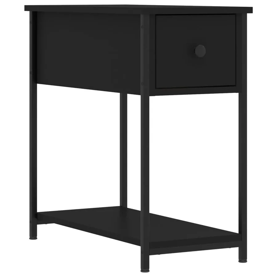 Table de chevet noir 30x60x60 cm Bois d’ingénierie - 2