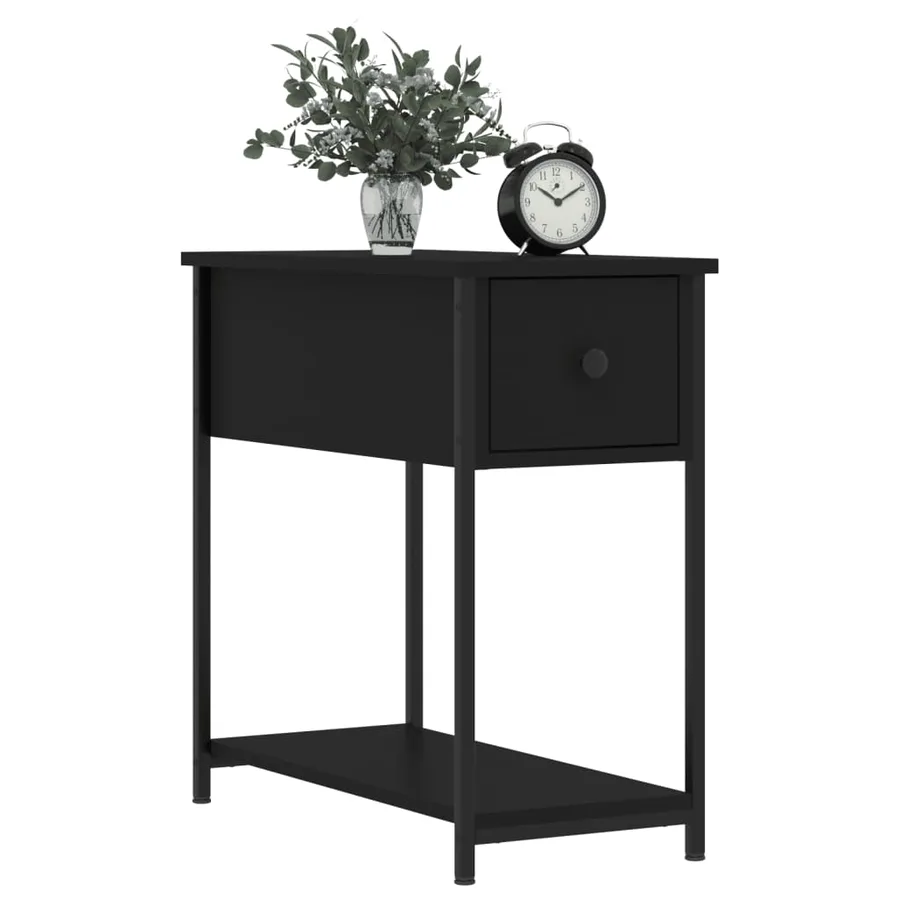 Table de chevet noir 30x60x60 cm Bois d’ingénierie - 3