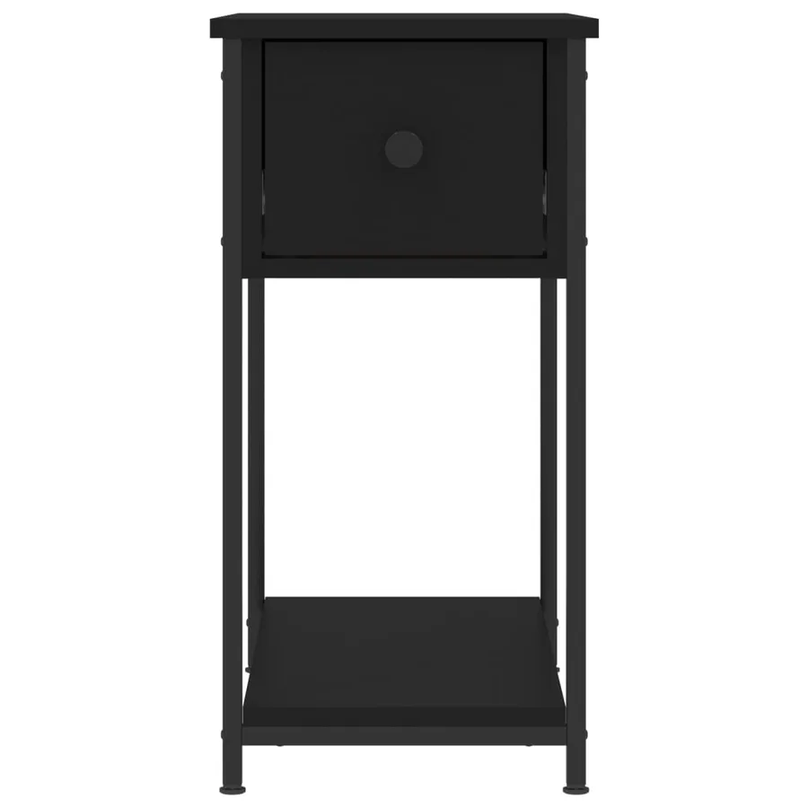 Table de chevet noir 30x60x60 cm Bois d’ingénierie - 5