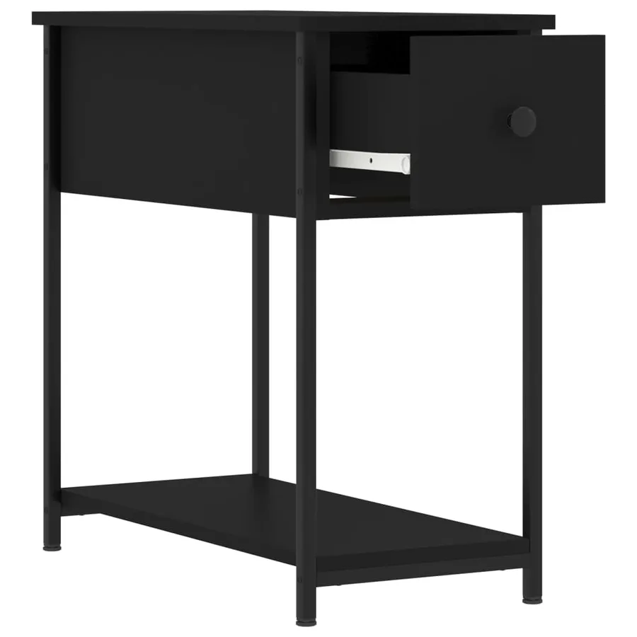 Table de chevet noir 30x60x60 cm Bois d’ingénierie - 6