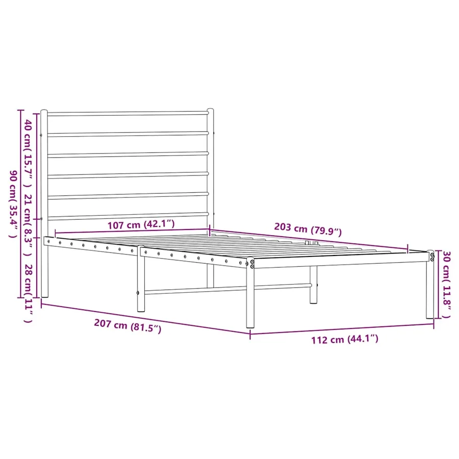 Cadre de lit métal sans matelas avec tête de lit noir 107x203cm - 10
