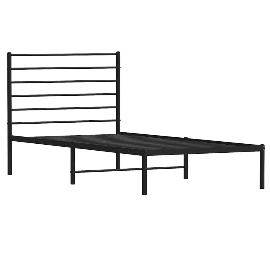 Cadre de lit métal sans matelas avec tête de lit noir 107x203cm - 3