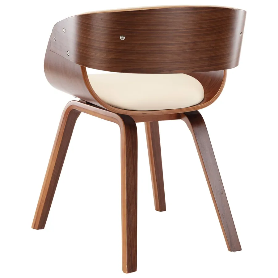 Chaise à manger crème bois courbé et similicuir - 5