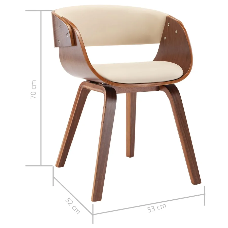 Chaise à manger crème bois courbé et similicuir - 7
