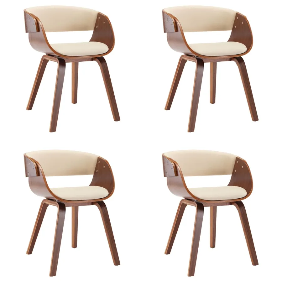 Chaises à manger lot de 4 crème bois courbé et similicuir - 2