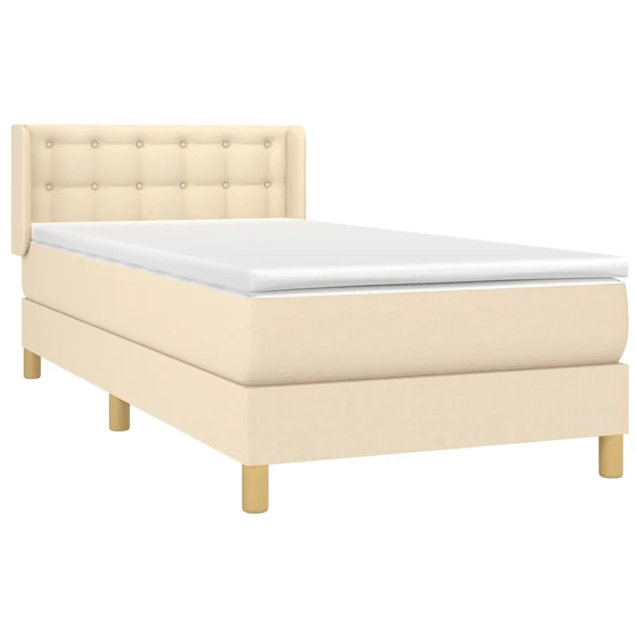 Sommier à lattes de lit avec matelas Crème 90x200 cm Tissu - 3