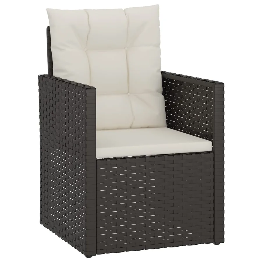 Fauteuil de jardin avec coussins Noir Résine tressée - 2