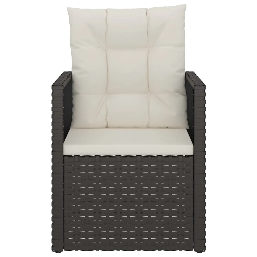 Fauteuil de jardin avec coussins Noir Résine tressée - 4