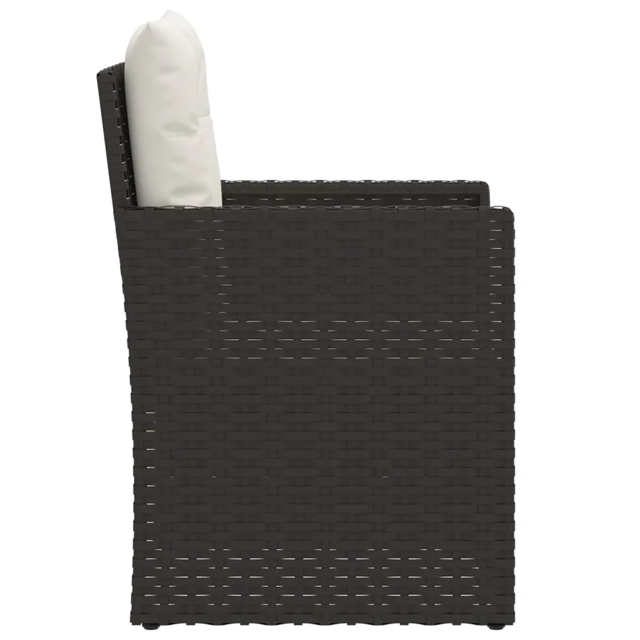 Fauteuil de jardin avec coussins Noir Résine tressée - 5
