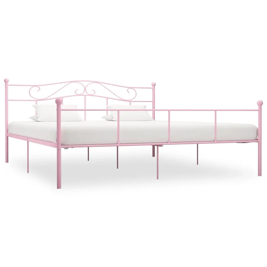 Cadre de lit sans matelas rose métal 180x200 cm