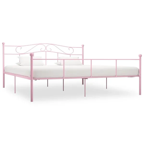 Cadre de lit sans matelas rose métal 180x200 cm