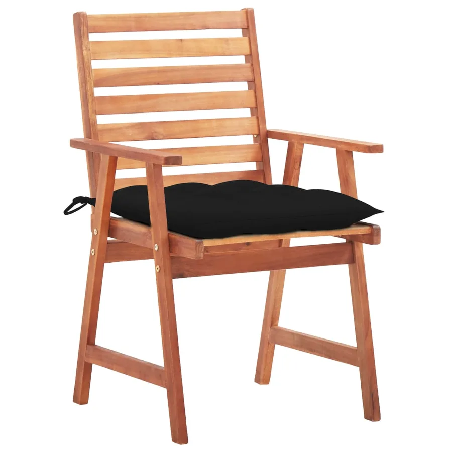 Chaises à manger d'extérieur lot de 3 et coussins Acacia massif - 2