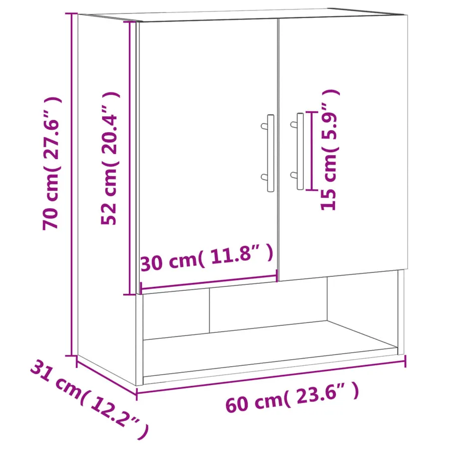Armoire murale blanc 60x31x70 cm bois d'ingénierie - 12