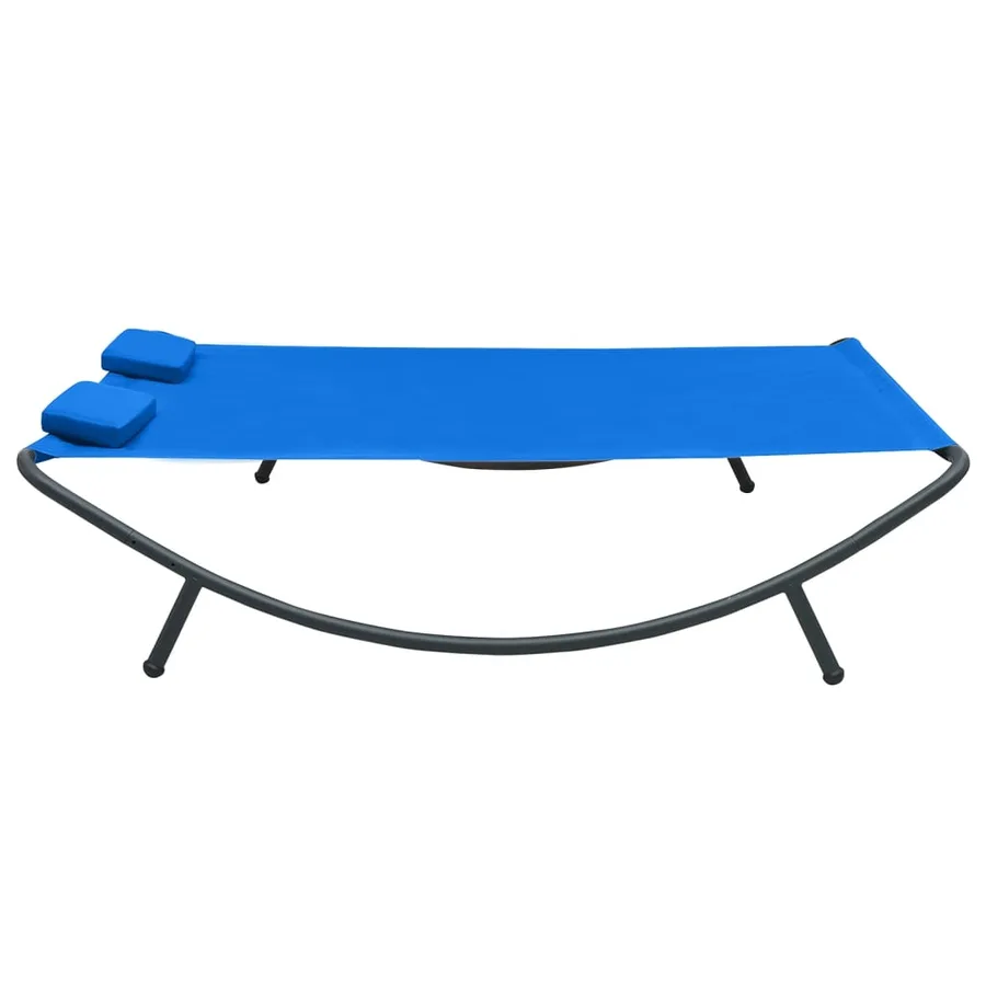 Chaise longue d'extérieur tissu bleu - 3
