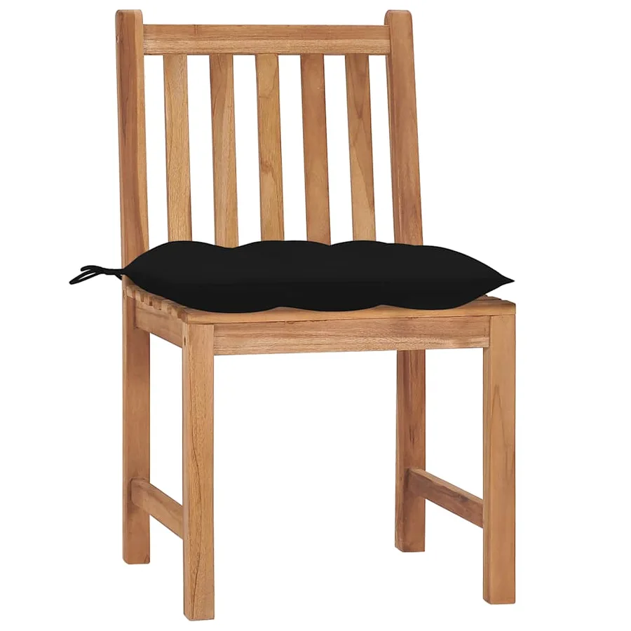 Chaises de jardin lot de 4 avec coussins Bois de teck massif - 2