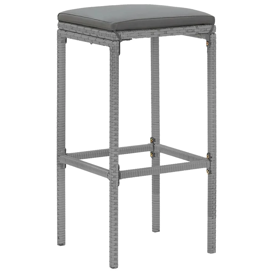 Ensemble de bar de jardin 9 pcs avec coussins gris poly rotin - 5