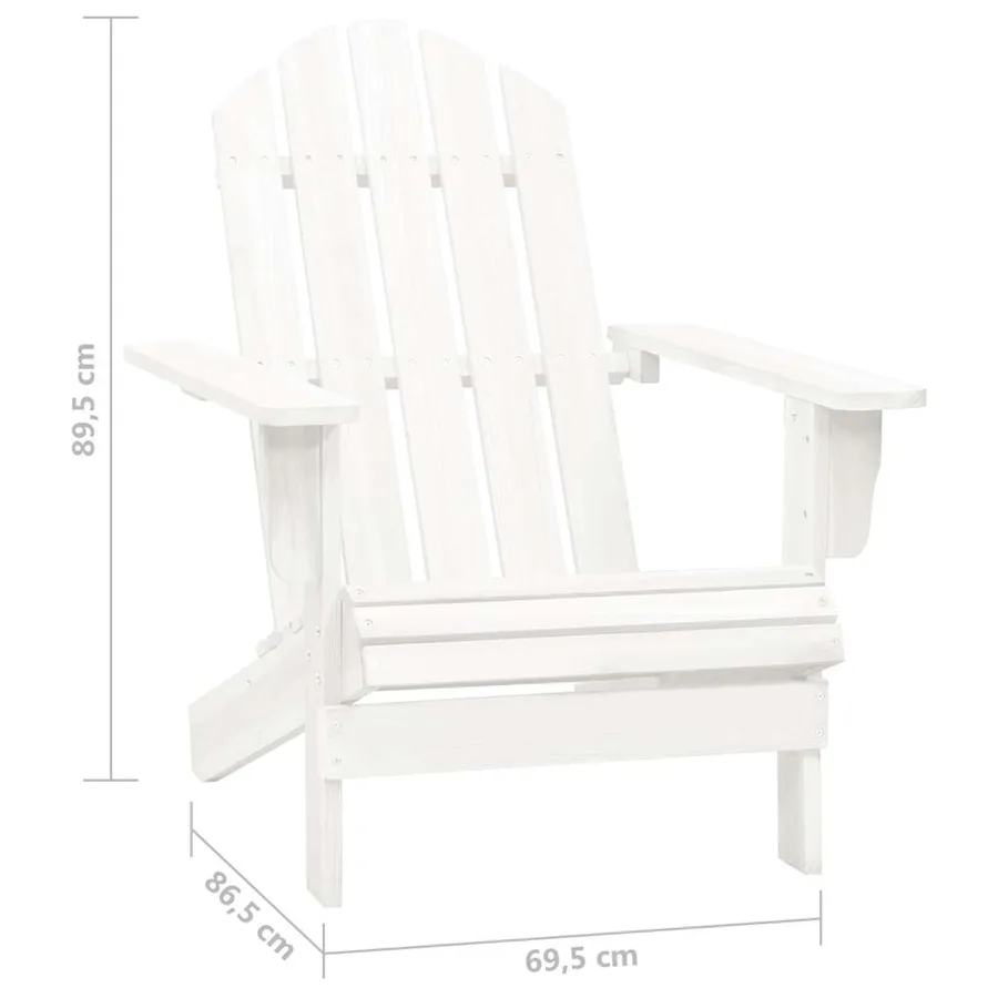 Chaise de jardin Adirondack avec table Bois de sapin Blanc - 11