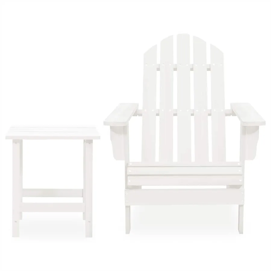 Chaise de jardin Adirondack avec table Bois de sapin Blanc - 2