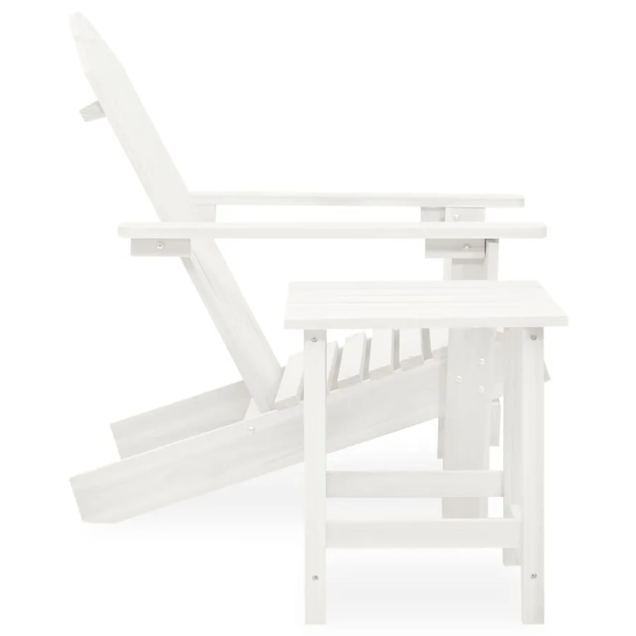 Chaise de jardin Adirondack avec table Bois de sapin Blanc - 3