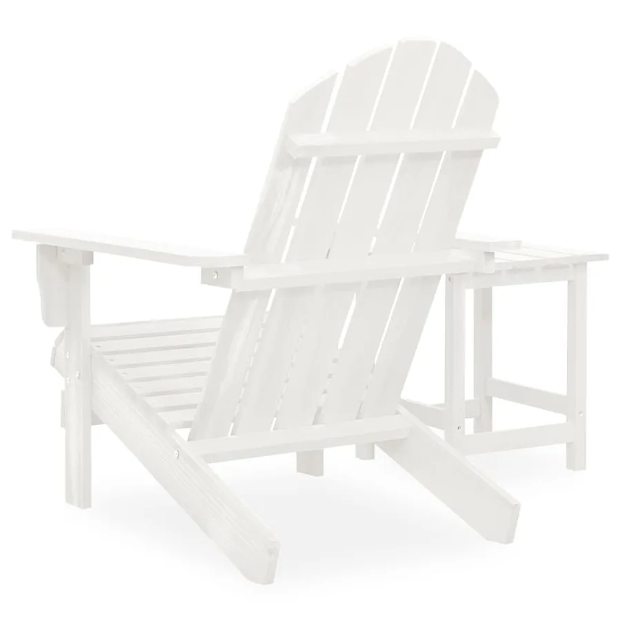 Chaise de jardin Adirondack avec table Bois de sapin Blanc - 4