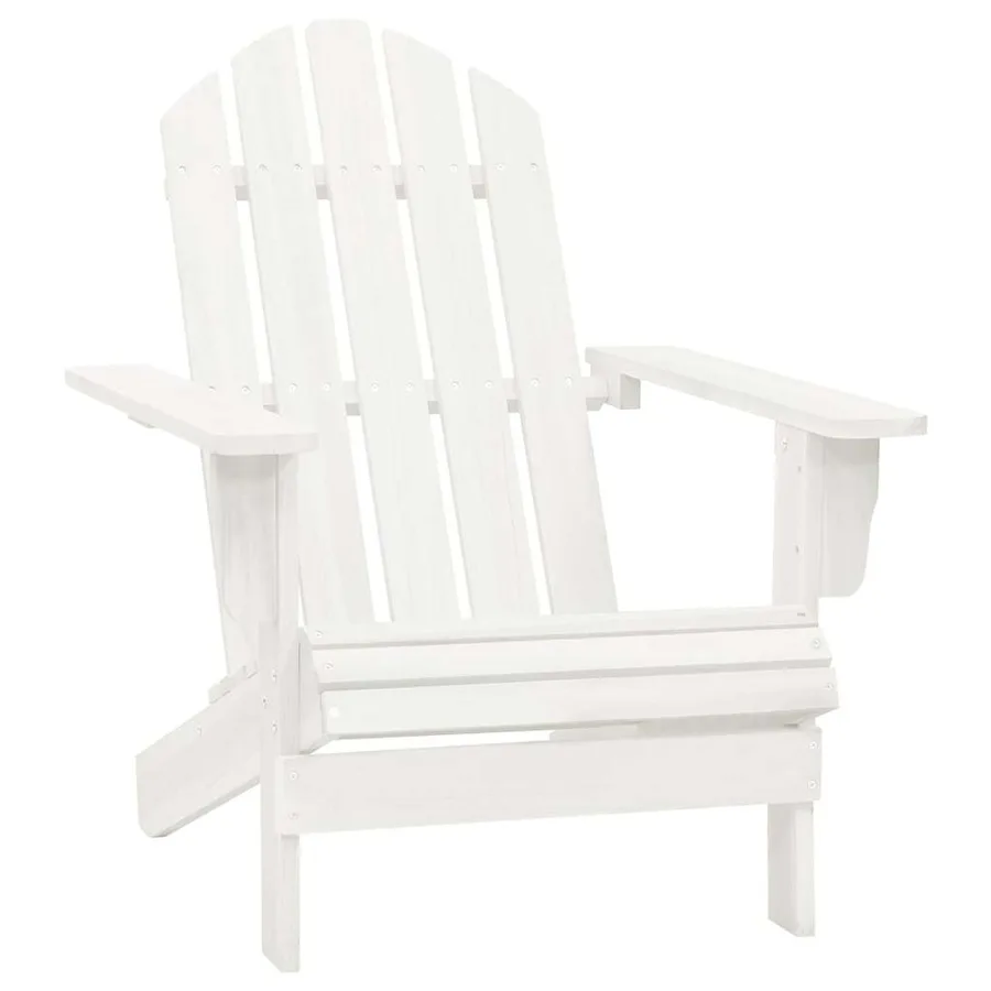 Chaise de jardin Adirondack avec table Bois de sapin Blanc - 5