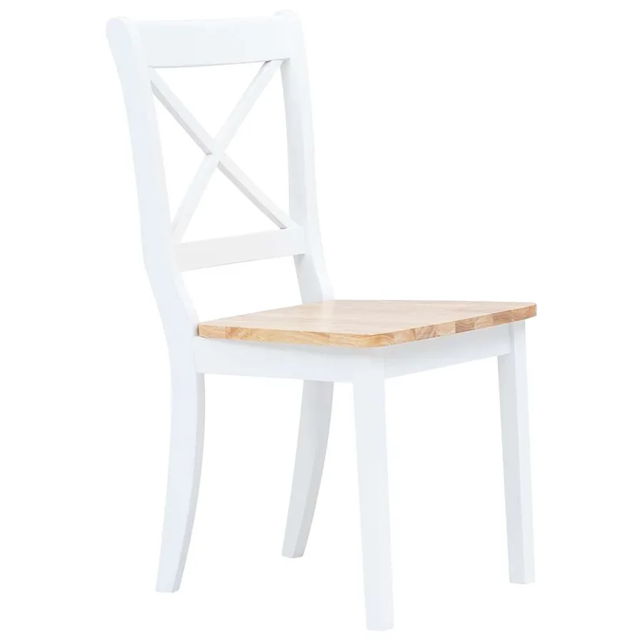 Chaises à manger lot de 4 blanc et bois clair bois hévéa massif - 2