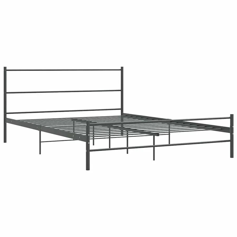 Cadre de lit sans matelas gris métal 140x200 cm - 2