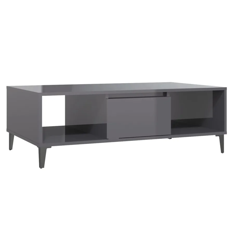 Table basse gris brillant 103,5x60x35 cm bois d'ingénierie - 2