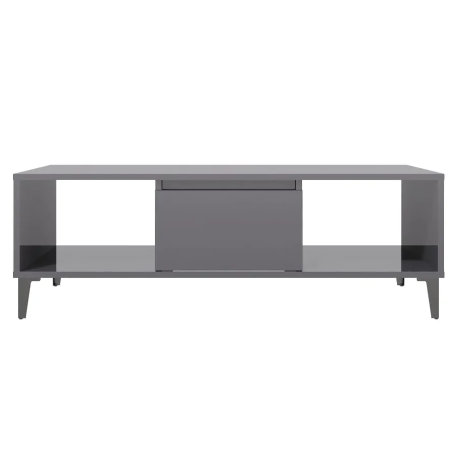 Table basse gris brillant 103,5x60x35 cm bois d'ingénierie - 5
