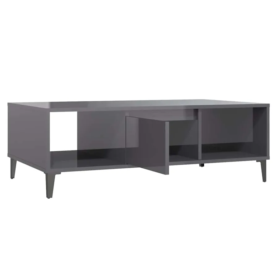 Table basse gris brillant 103,5x60x35 cm bois d'ingénierie - 7