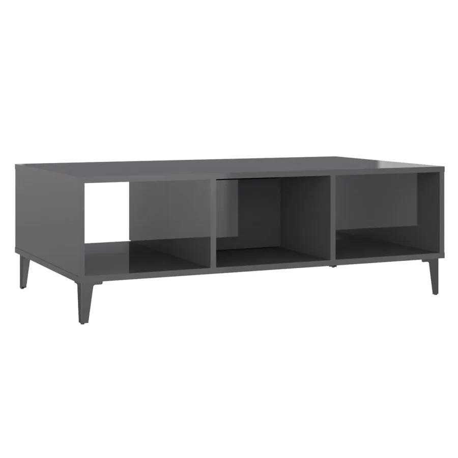 Table basse gris brillant 103,5x60x35 cm bois d'ingénierie - 8