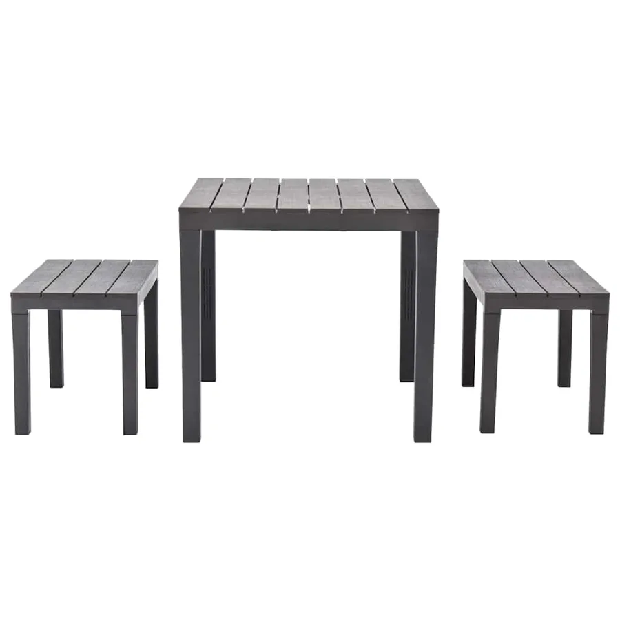 Table de jardin avec 2 bancs Plastique Marron - 2