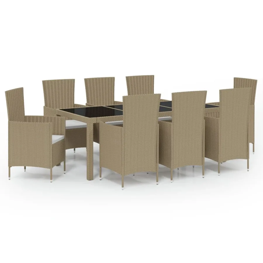 Ensemble à manger d'extérieur 9 pcs coussins Résine tressée - 2