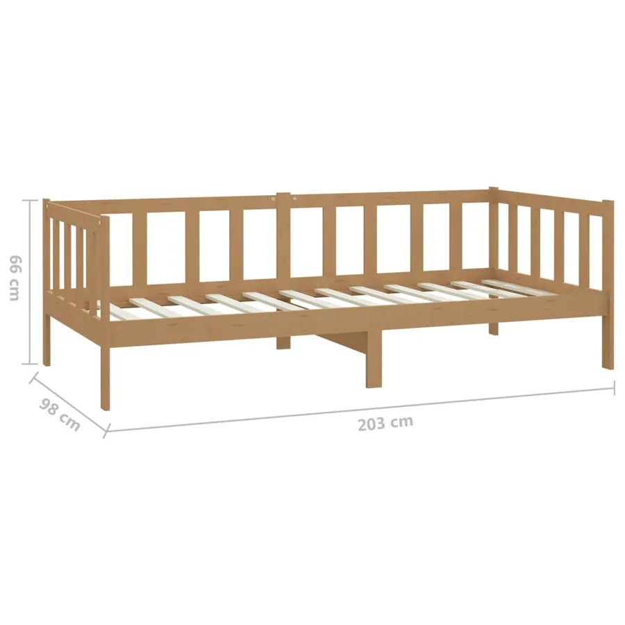 Lit de repos et matelas 90x200cm Marron miel Bois de pin massif - 10
