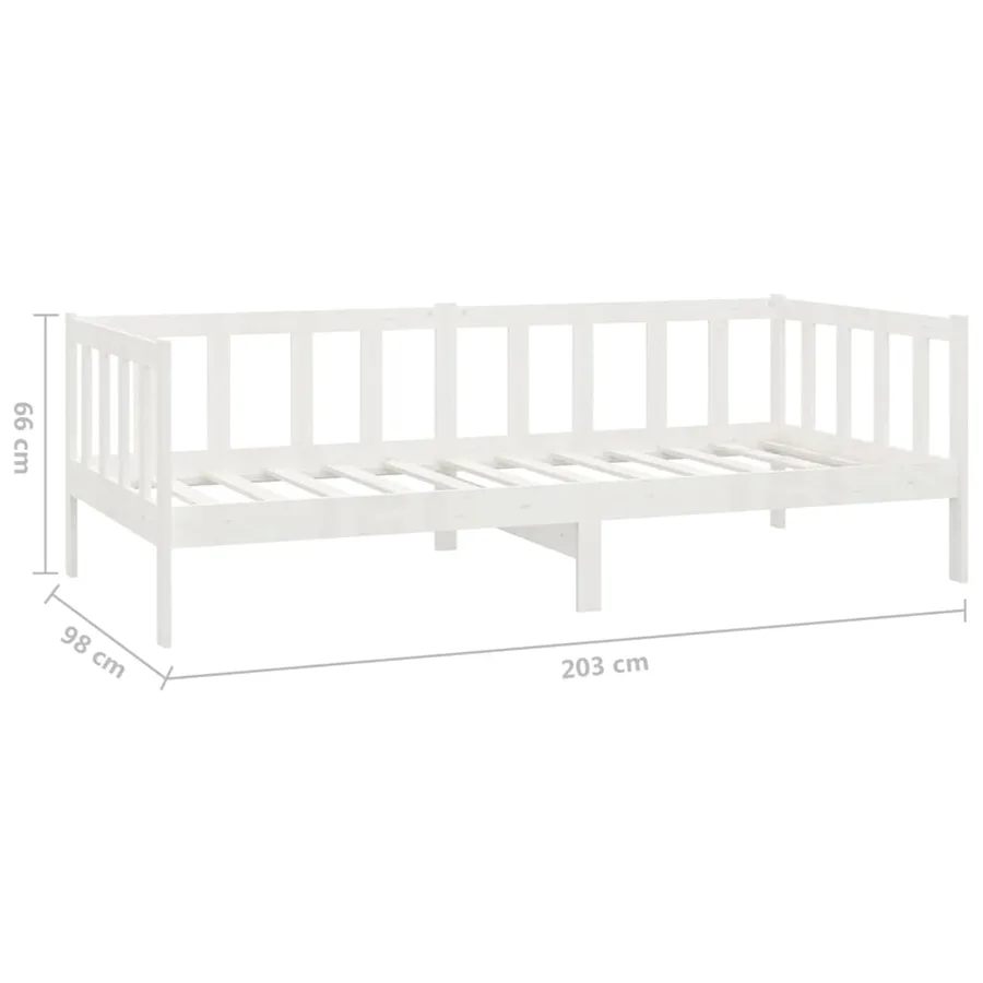 Lit de repos avec matelas 90x200 cm Blanc Bois de pin massif - 10
