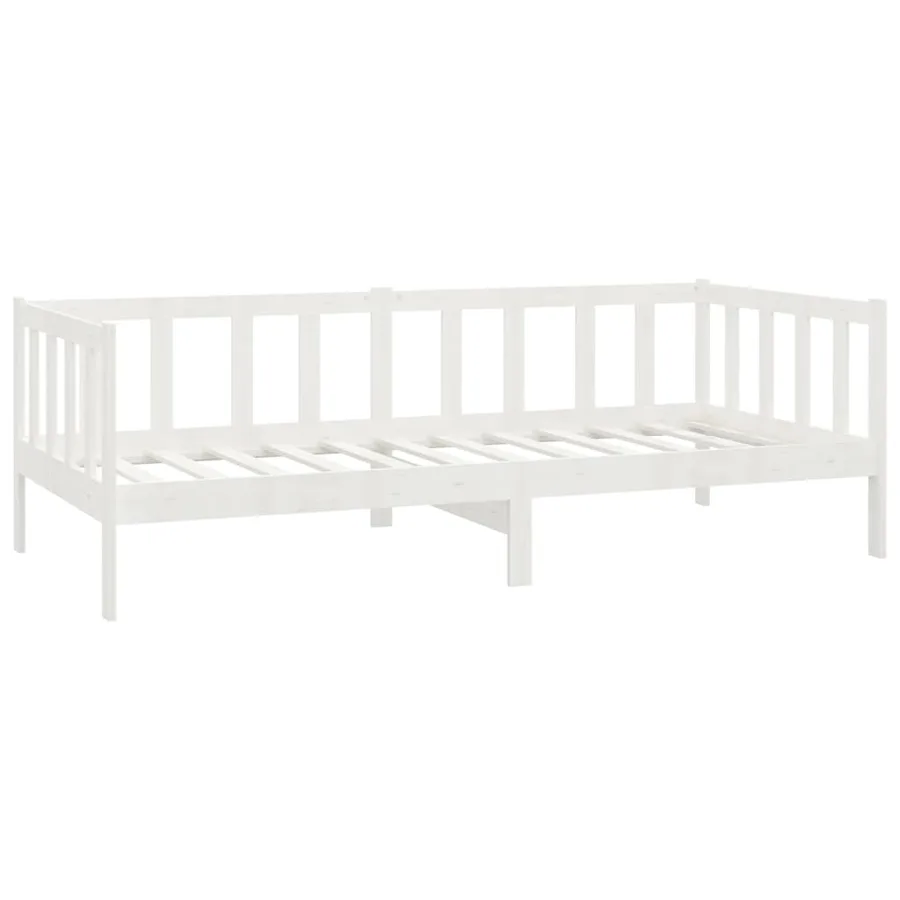 Lit de repos avec matelas 90x200 cm Blanc Bois de pin massif - 5