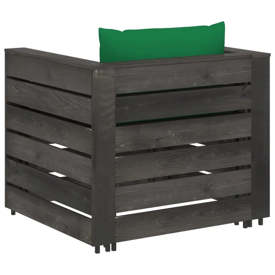 Salon de jardin 2 pcs avec coussins Bois imprégné de gris - 3