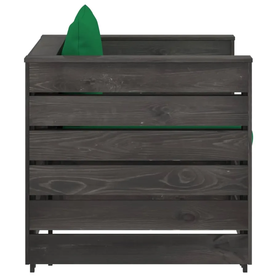 Salon de jardin 2 pcs avec coussins Bois imprégné de gris - 5