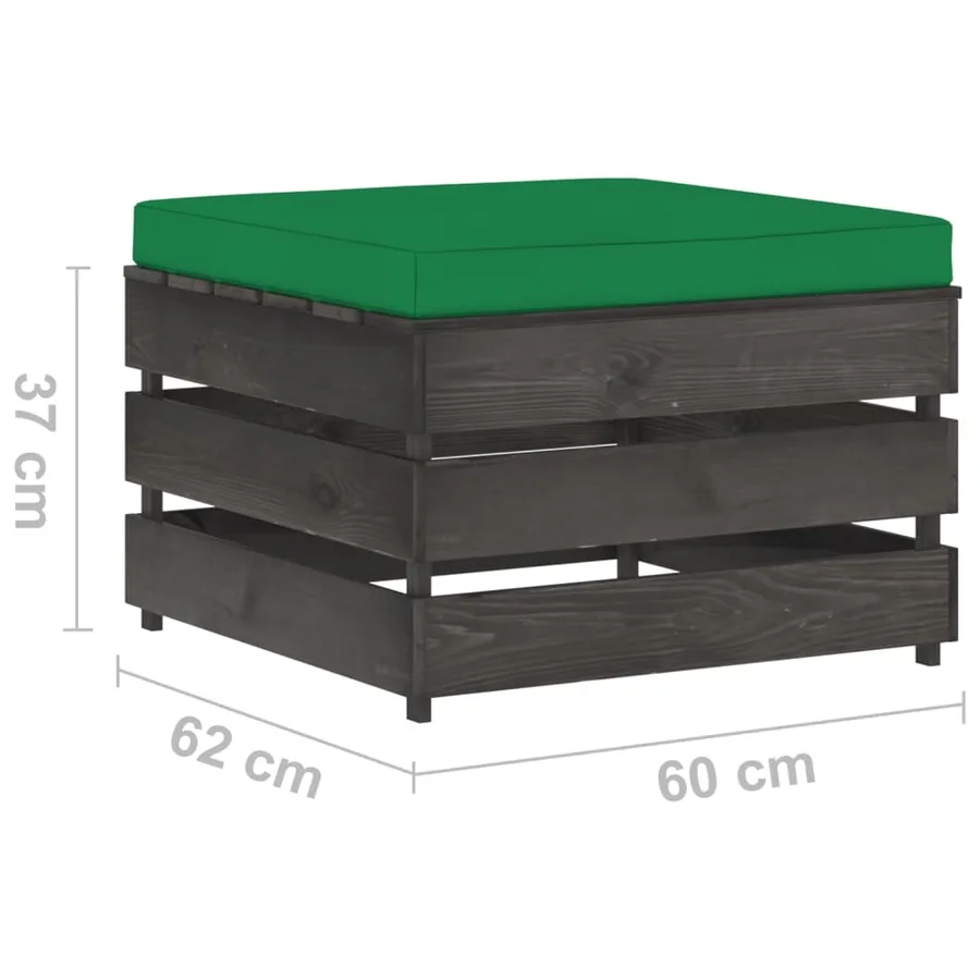 Salon de jardin 2 pcs avec coussins Bois imprégné de gris - 8